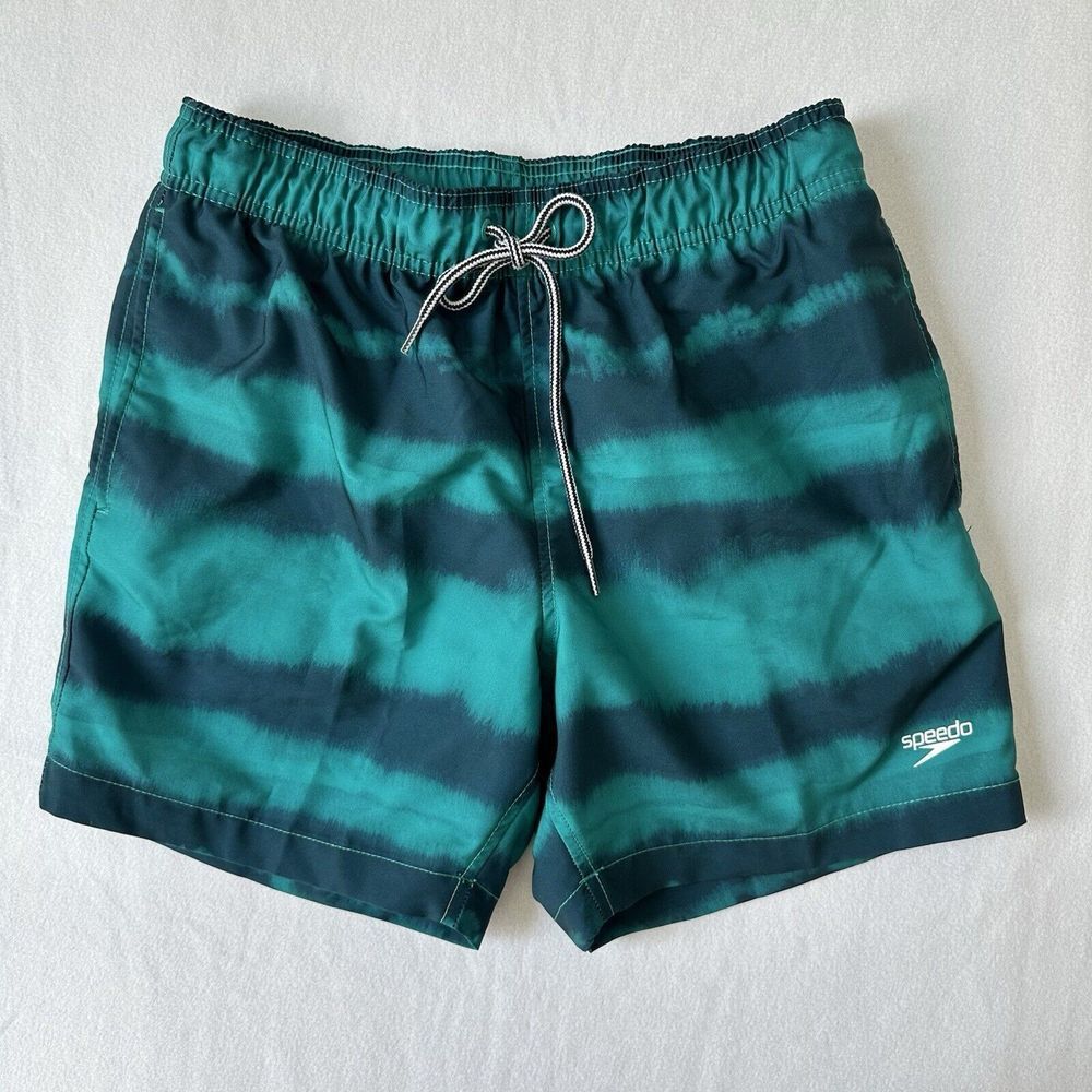 Speedo Men's 5.5" Striped Swim Shorts - Green Small Trunks
